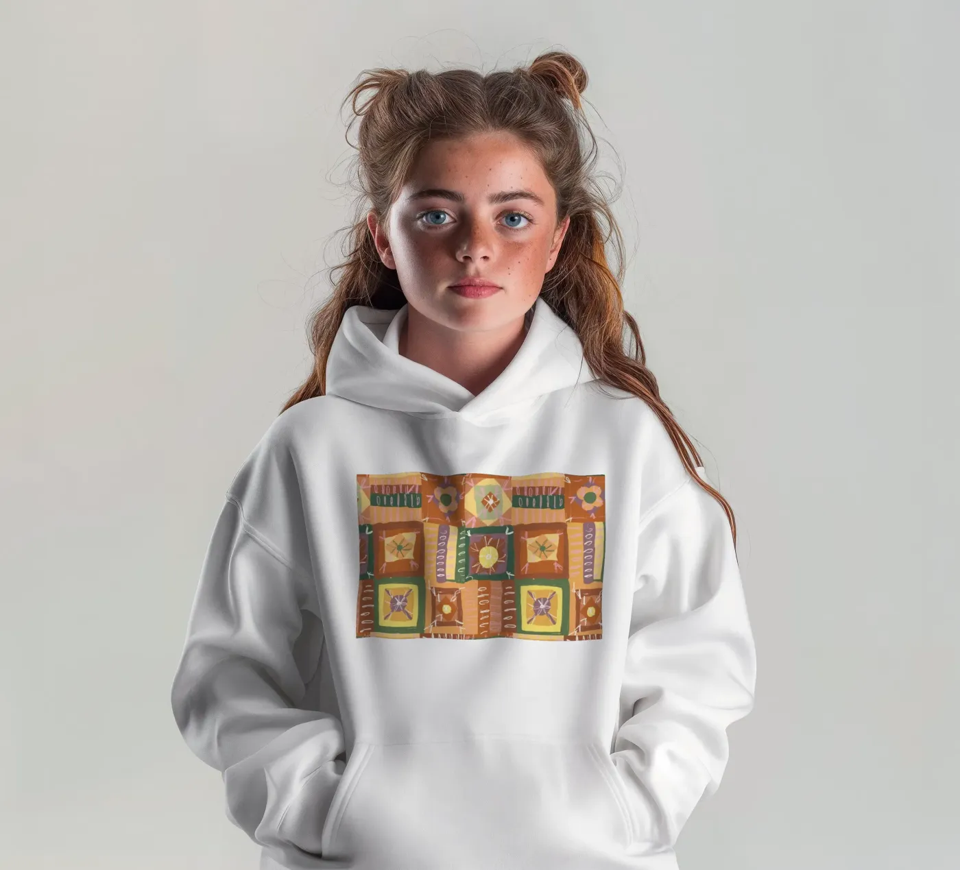 Brown patchwork kinder hoodie van GigiRosado