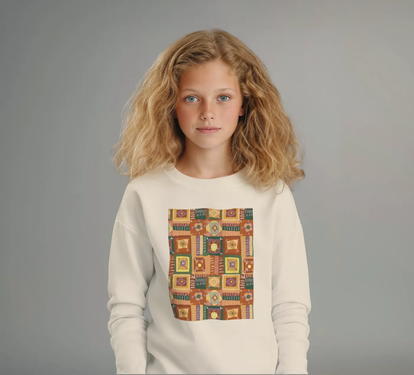 Brown patchwork kinder sweatshirt van GigiRosado