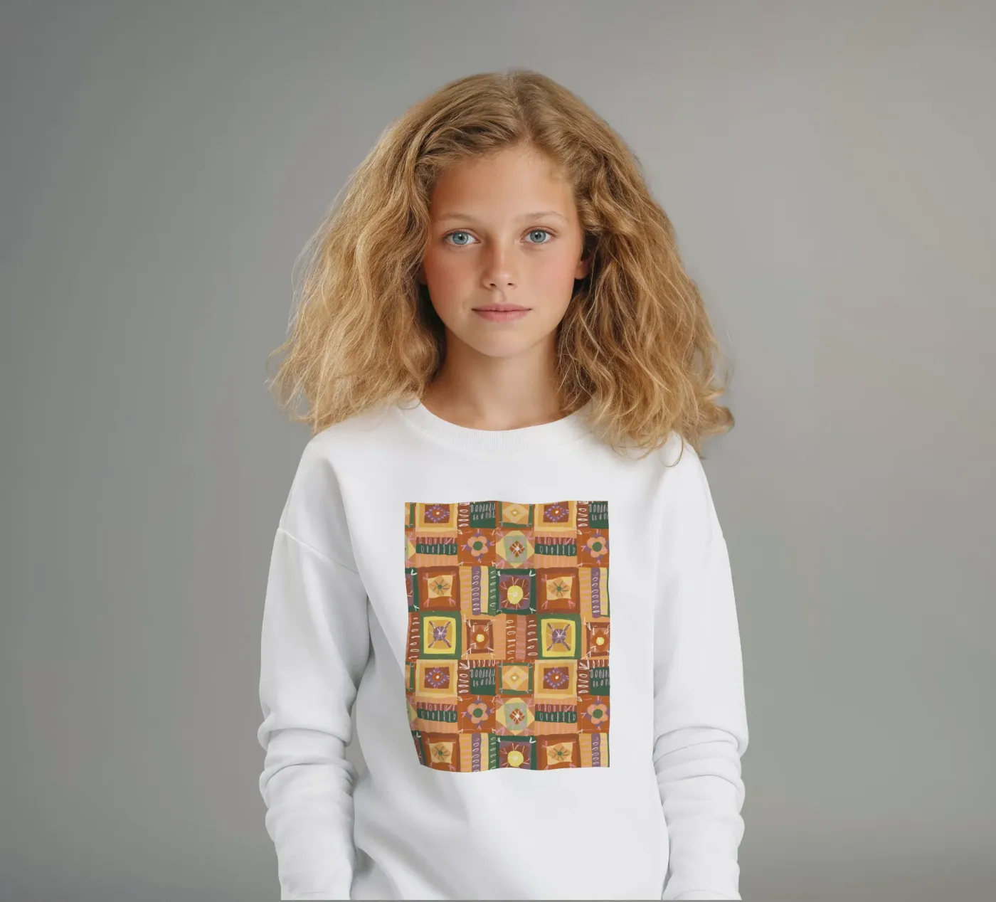 Brown patchwork kinder sweatshirt van GigiRosado