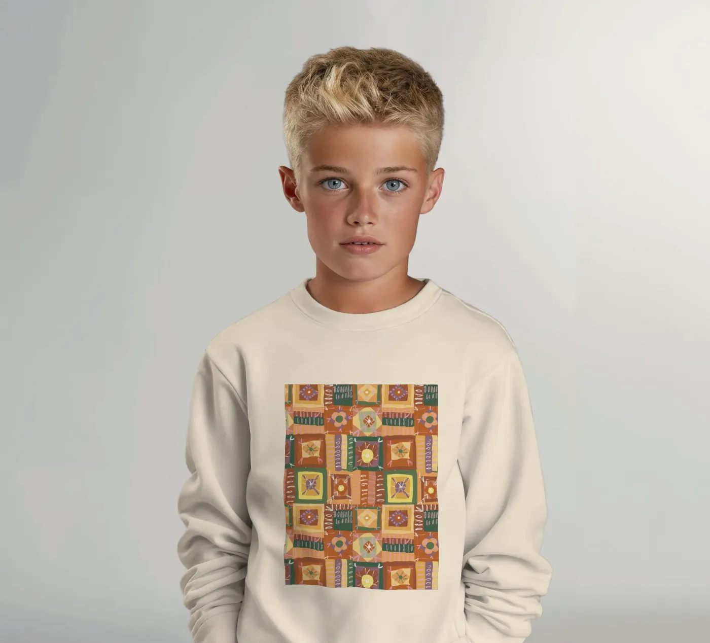 Brown patchwork kinder sweatshirt van GigiRosado