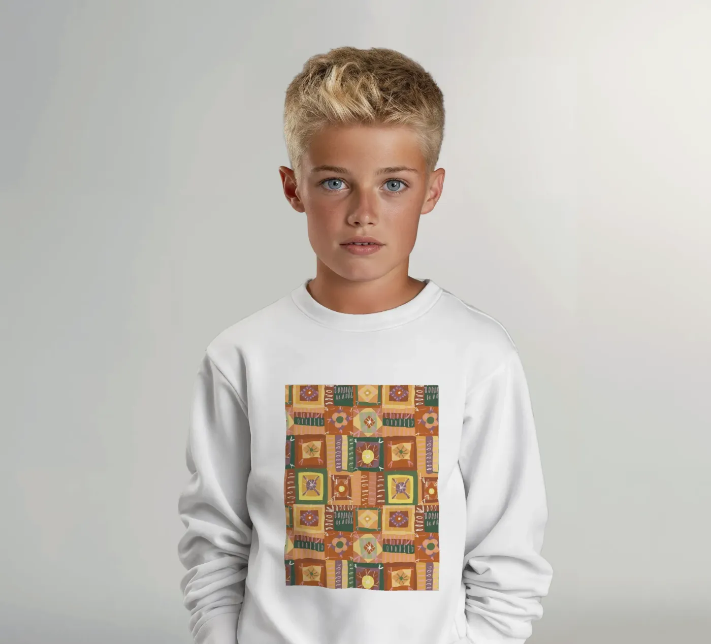 Brown patchwork kinder sweatshirt van GigiRosado