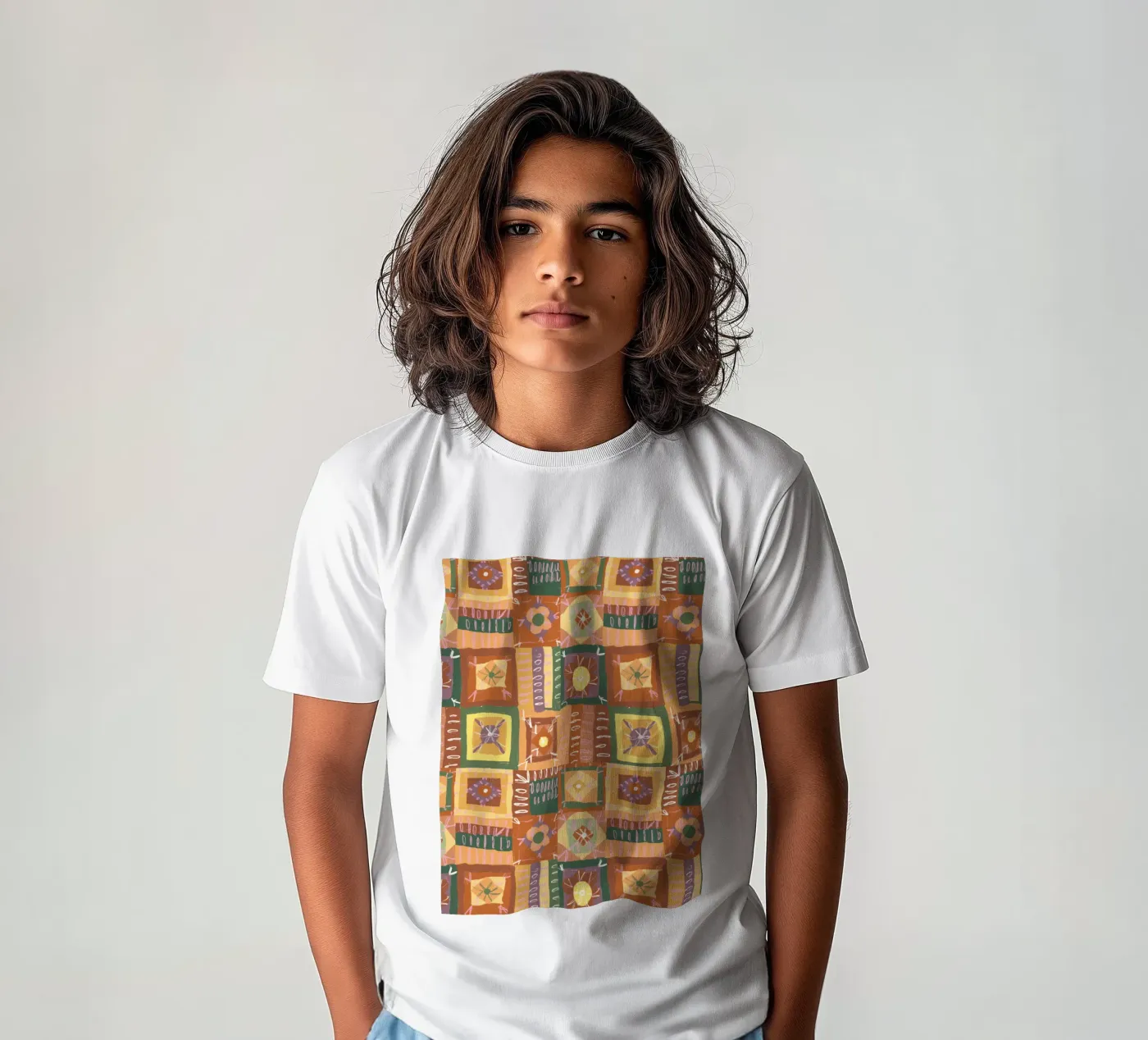Brown patchwork t-shirt enfant de GigiRosado