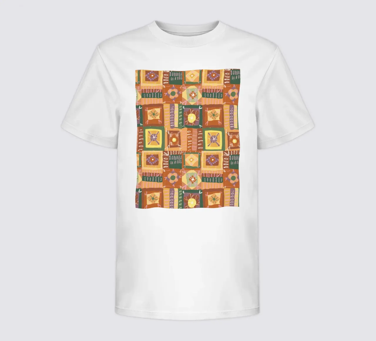 Brown patchwork kinder t-shirt van GigiRosado