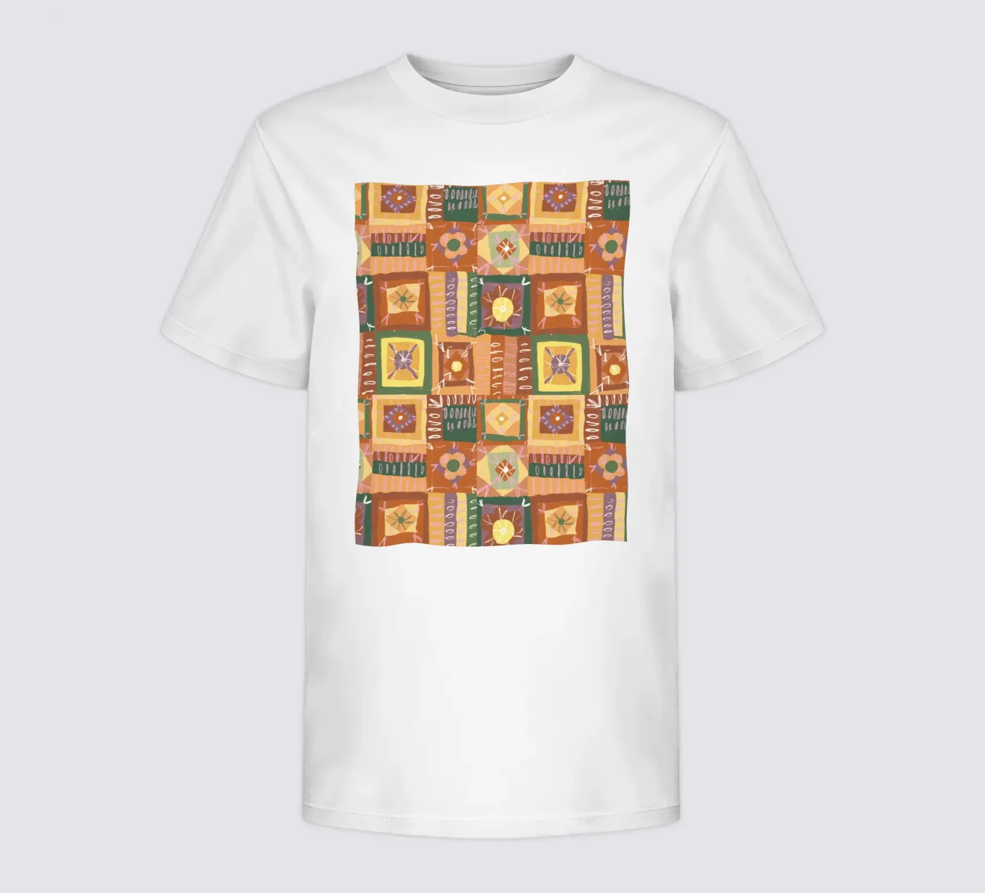 Brown patchwork kinder t-shirt van GigiRosado
