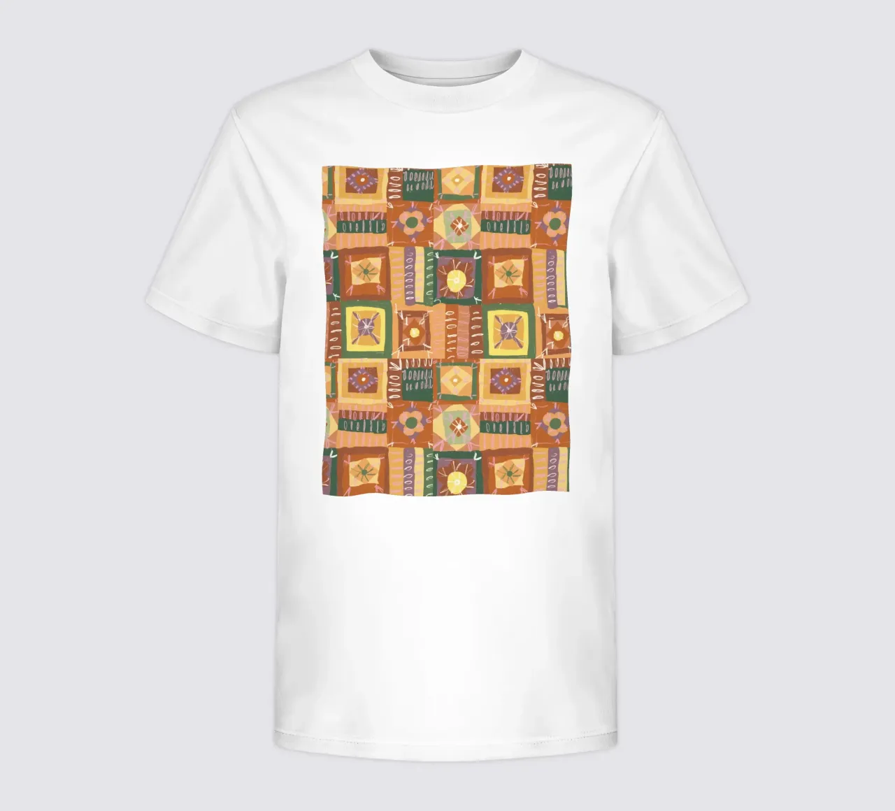 Brown patchwork kinder t-shirt van GigiRosado