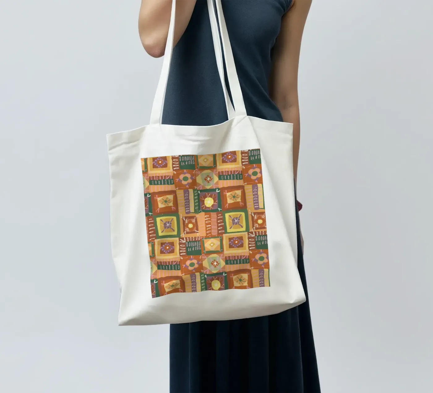 Brown patchwork Jutebeutel von GigiRosado