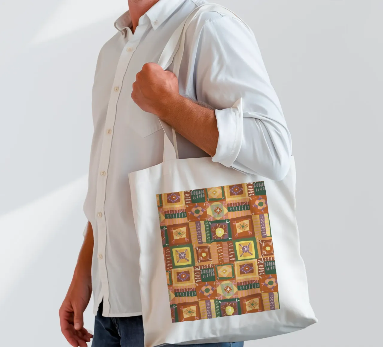 Brown patchwork tote bag by GigiRosado