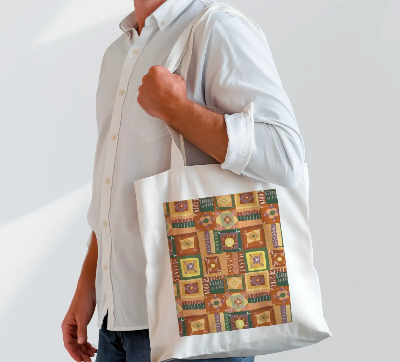 Brown patchwork borsa in juta da GigiRosado