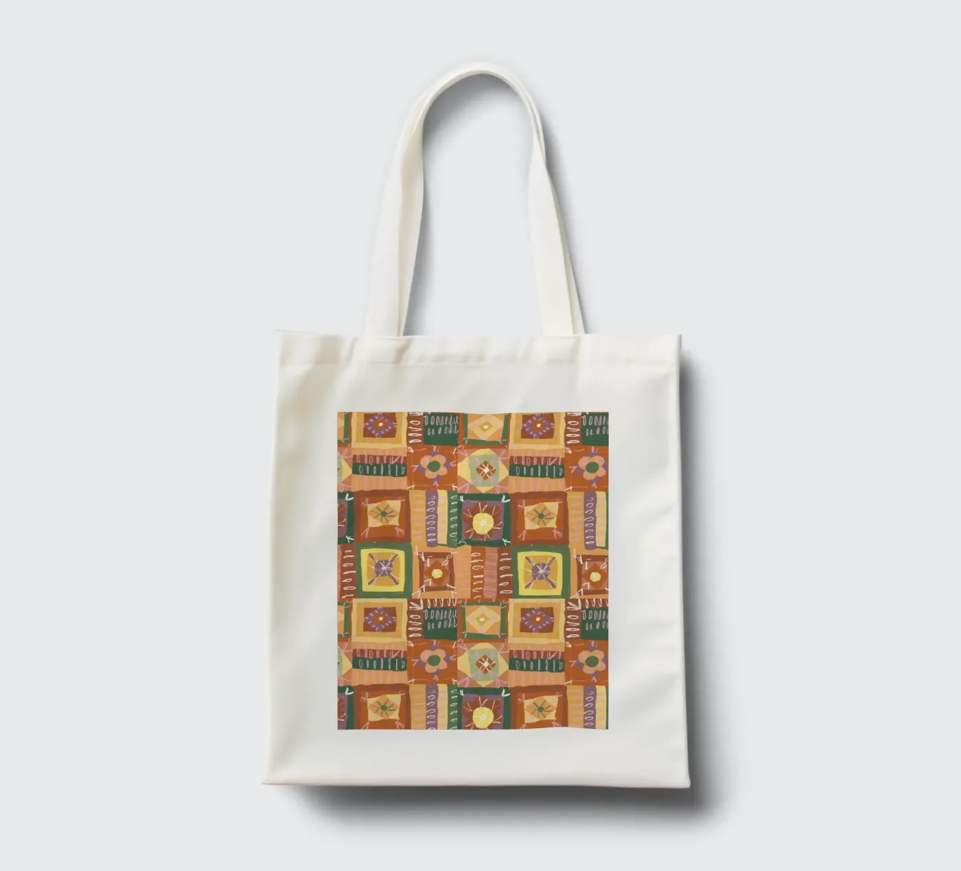 Brown patchwork Jutebeutel von GigiRosado