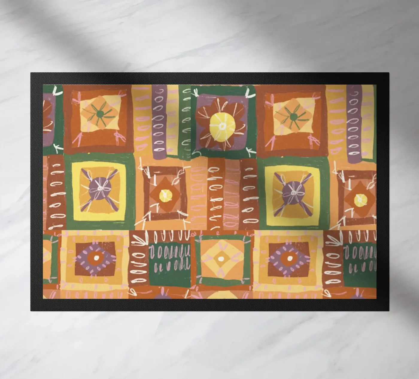 Brown patchwork doormat by GigiRosado