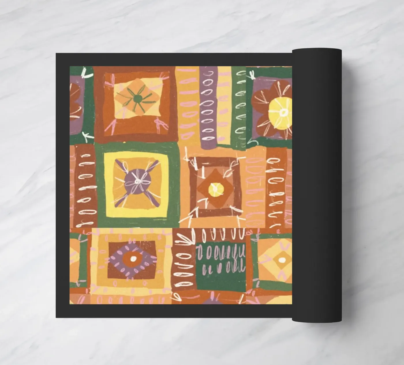 Brown patchwork doormat by GigiRosado