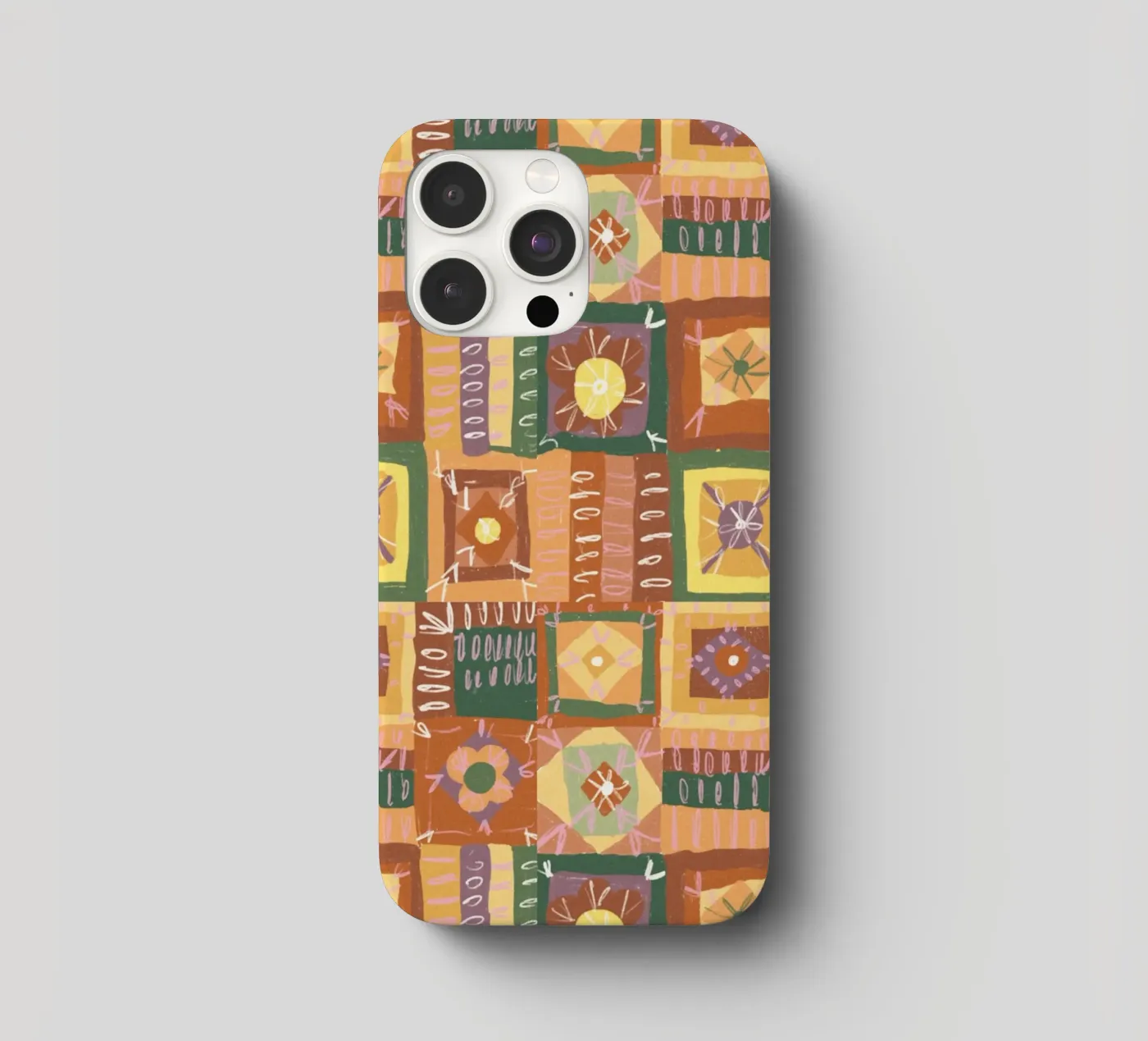 Brown patchwork iphone case by GigiRosado