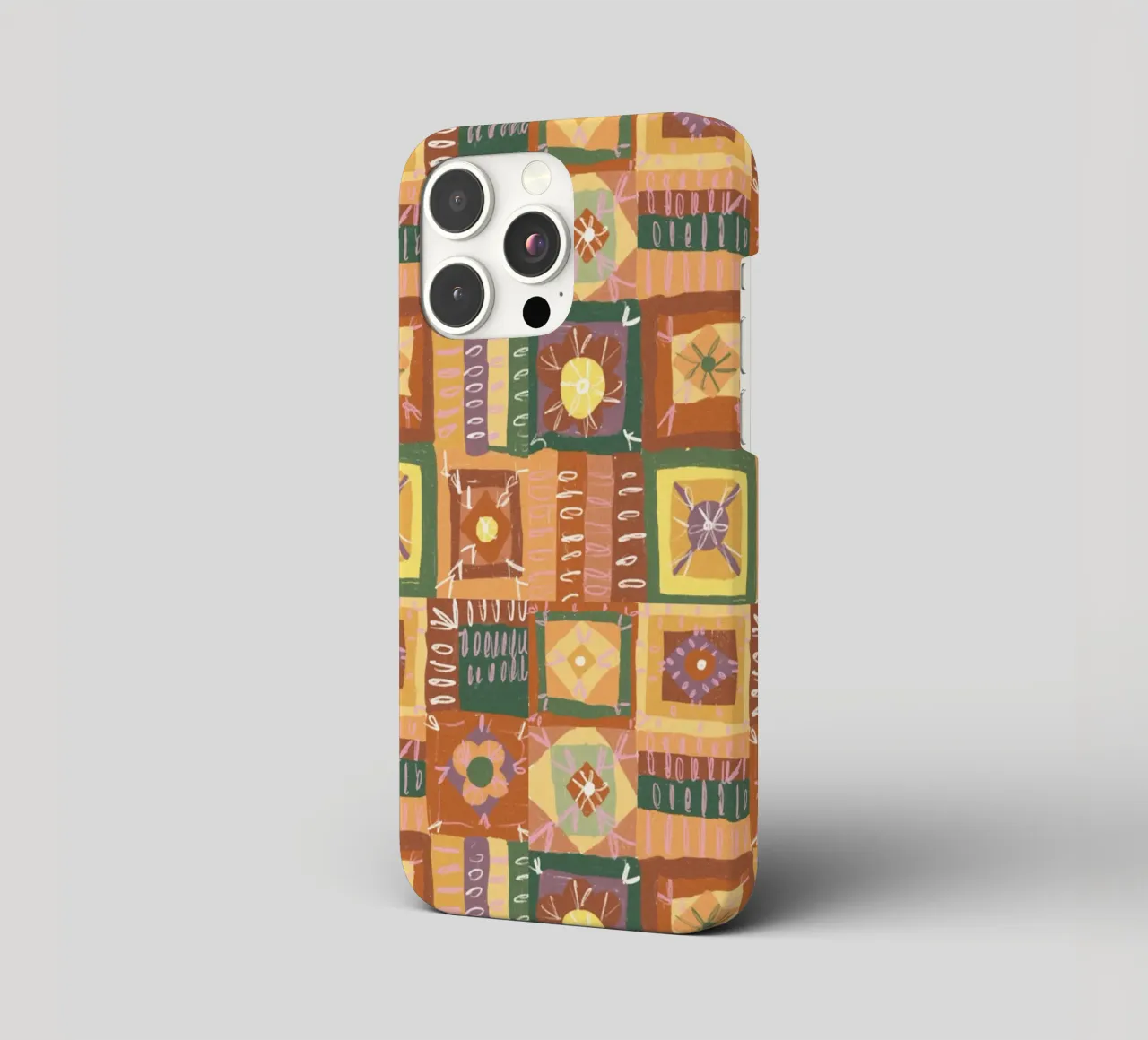 Brown patchwork iphone case by GigiRosado
