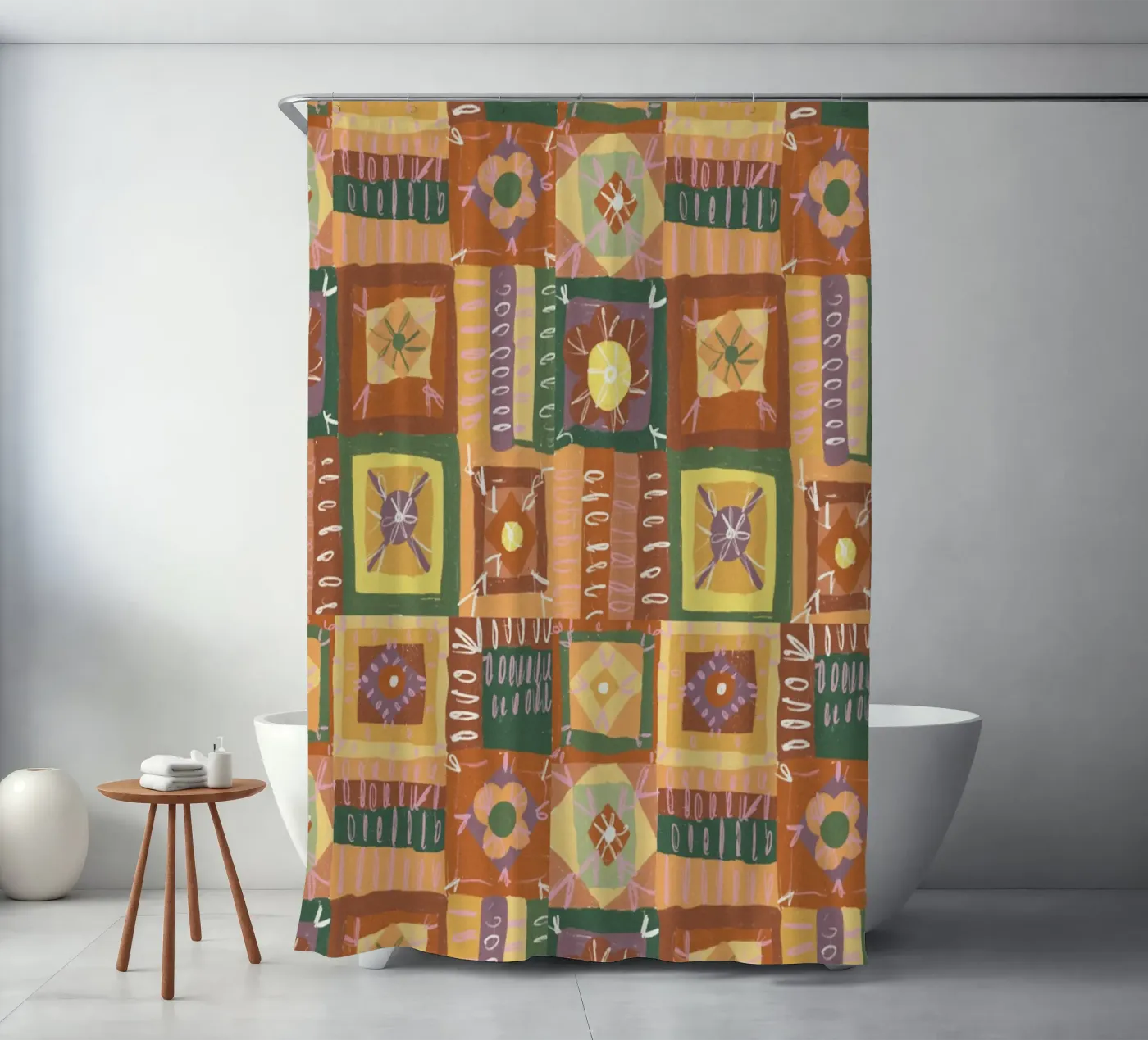 Brown patchwork douchegordijn van GigiRosado