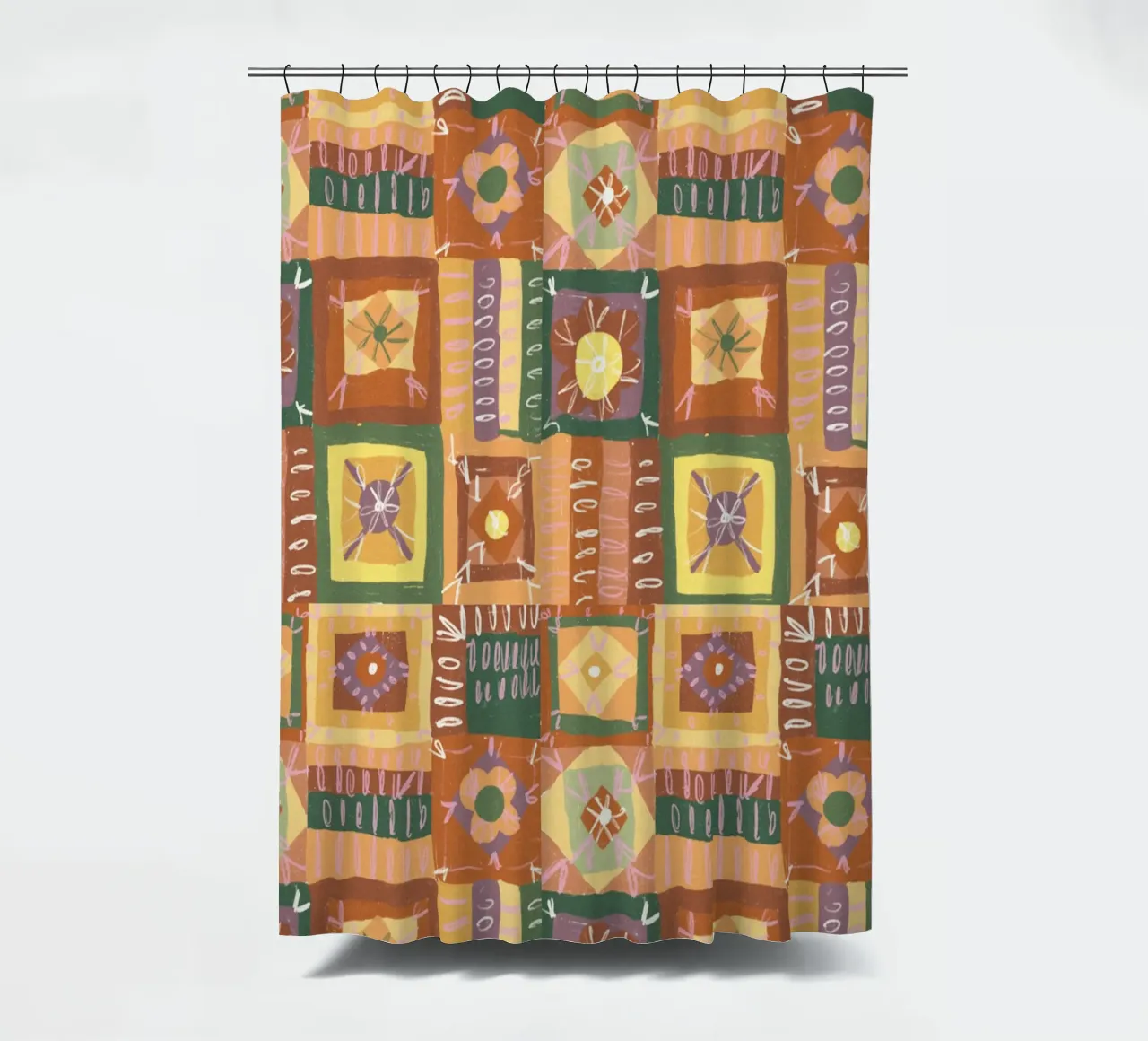 Brown patchwork Duschvorhang von GigiRosado