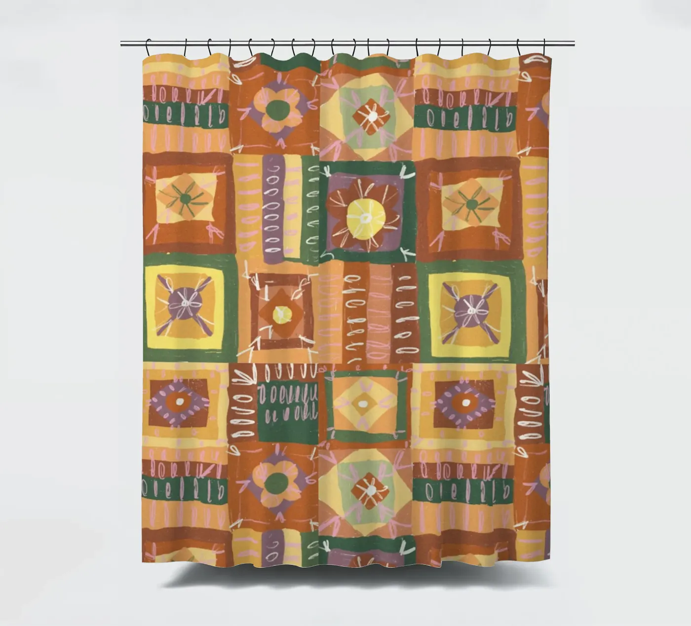 Brown patchwork douchegordijn van GigiRosado