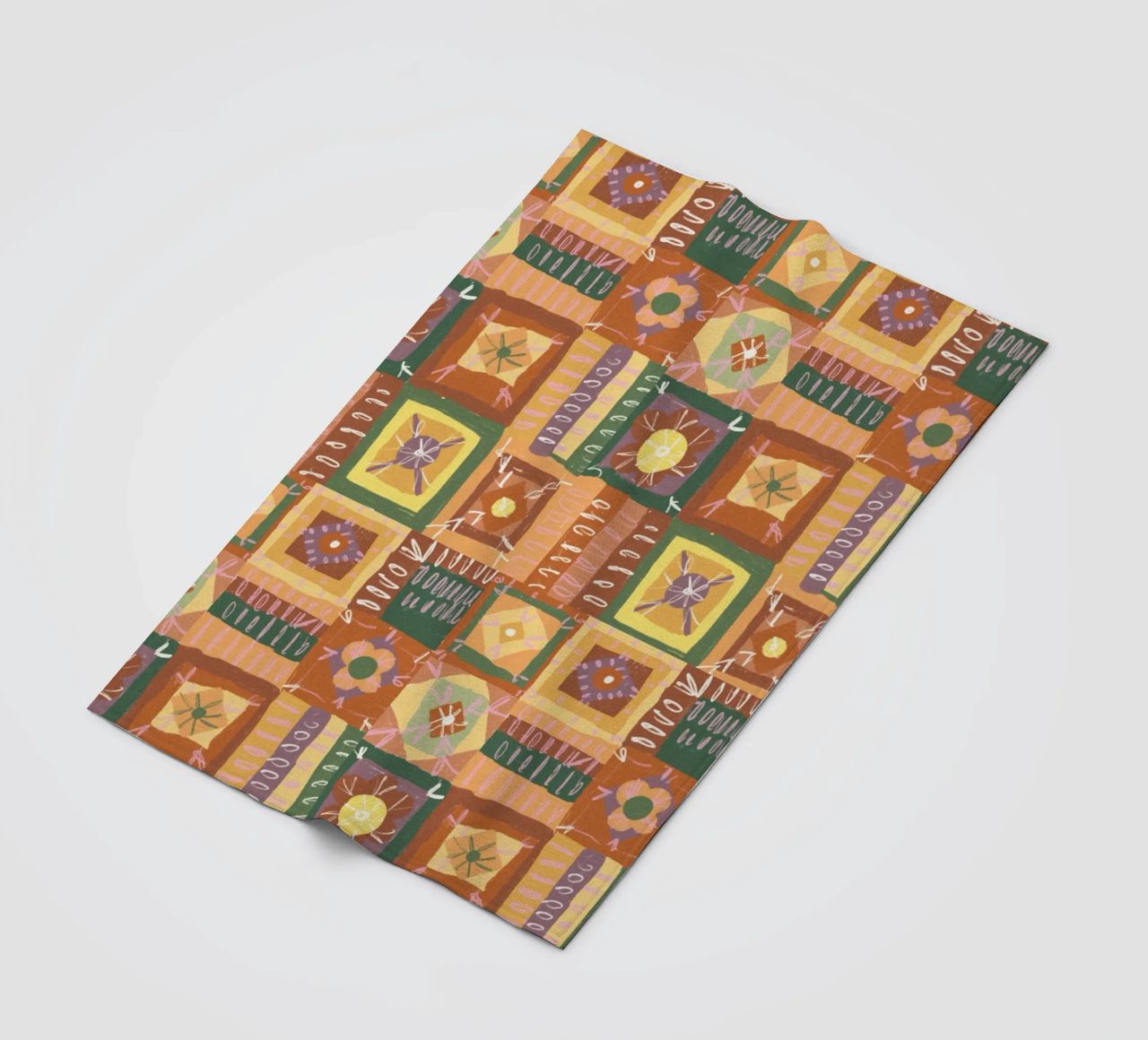 Brown patchwork fleece blanket by GigiRosado