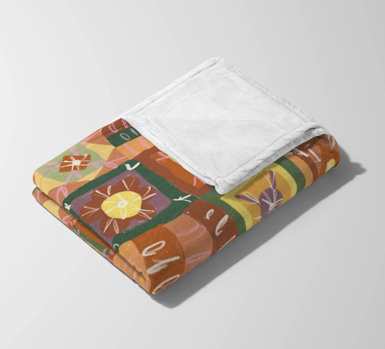 Brown patchwork fleece blanket by GigiRosado