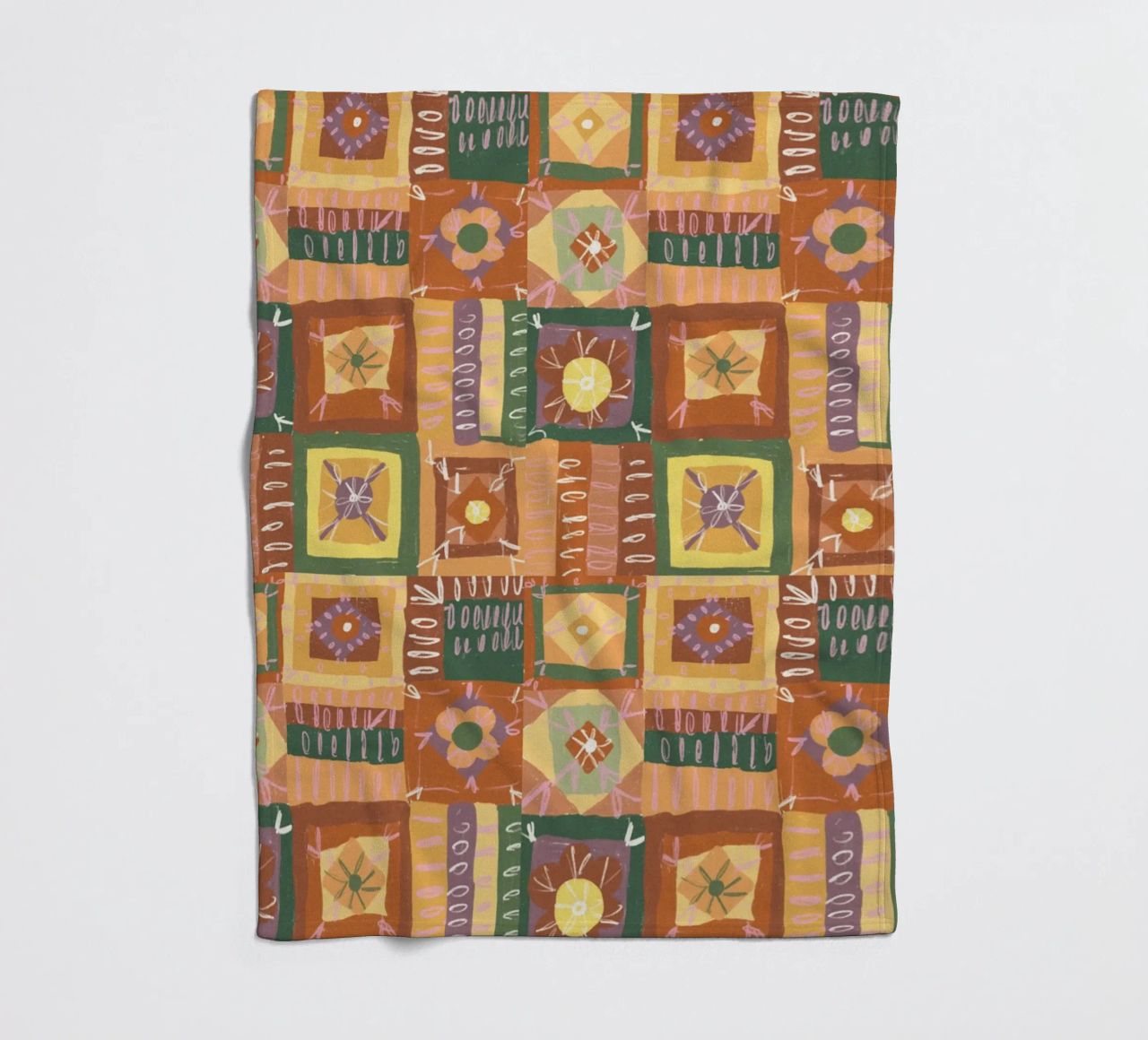 Brown patchwork fleece blanket by GigiRosado