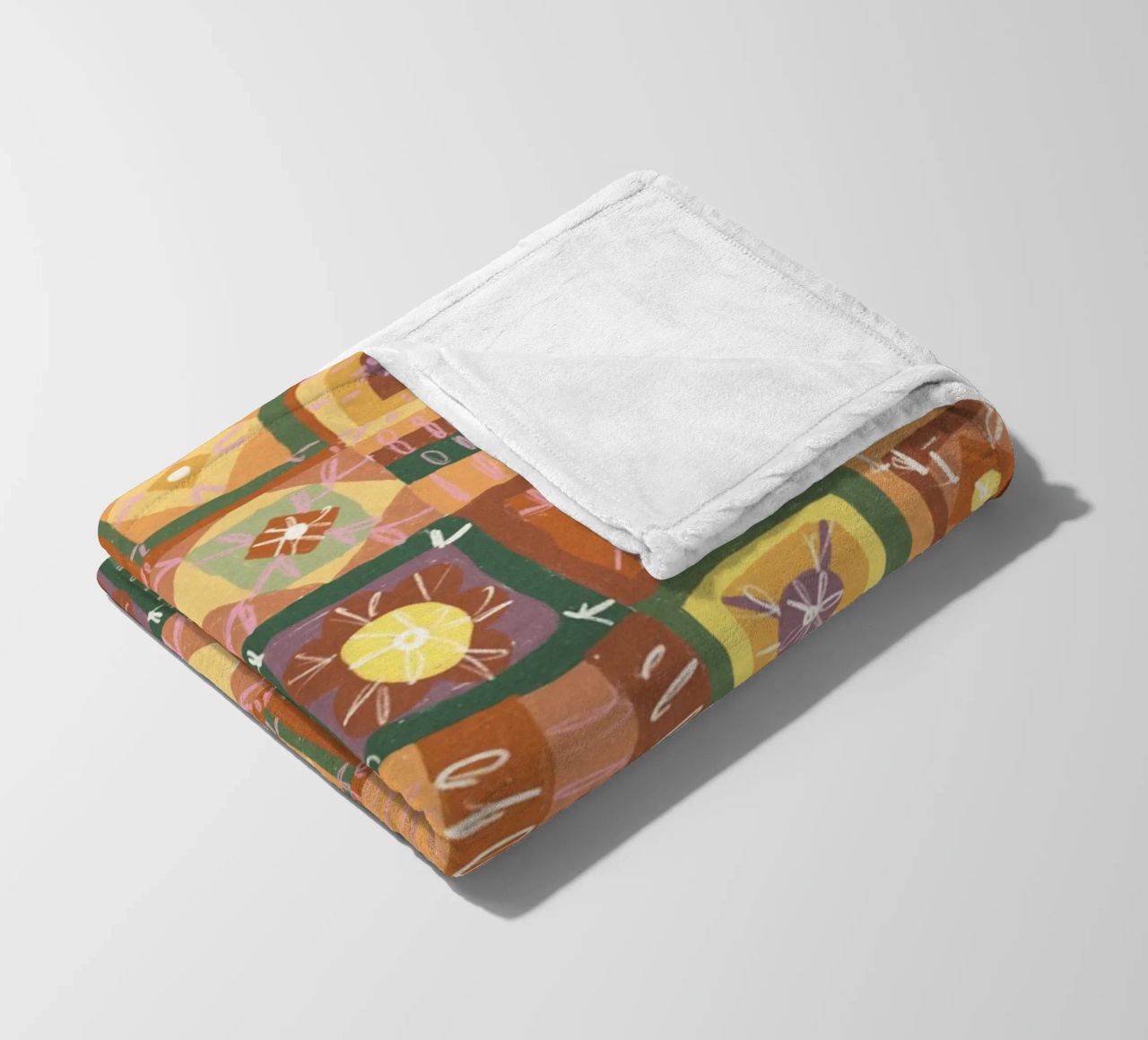 Brown patchwork fleece blanket by GigiRosado