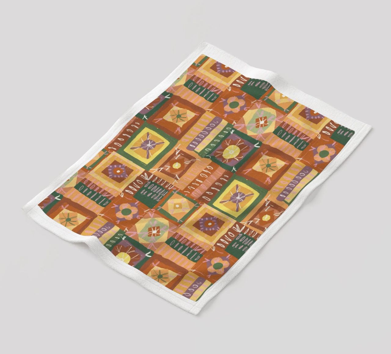 Brown patchwork fleece blanket by GigiRosado