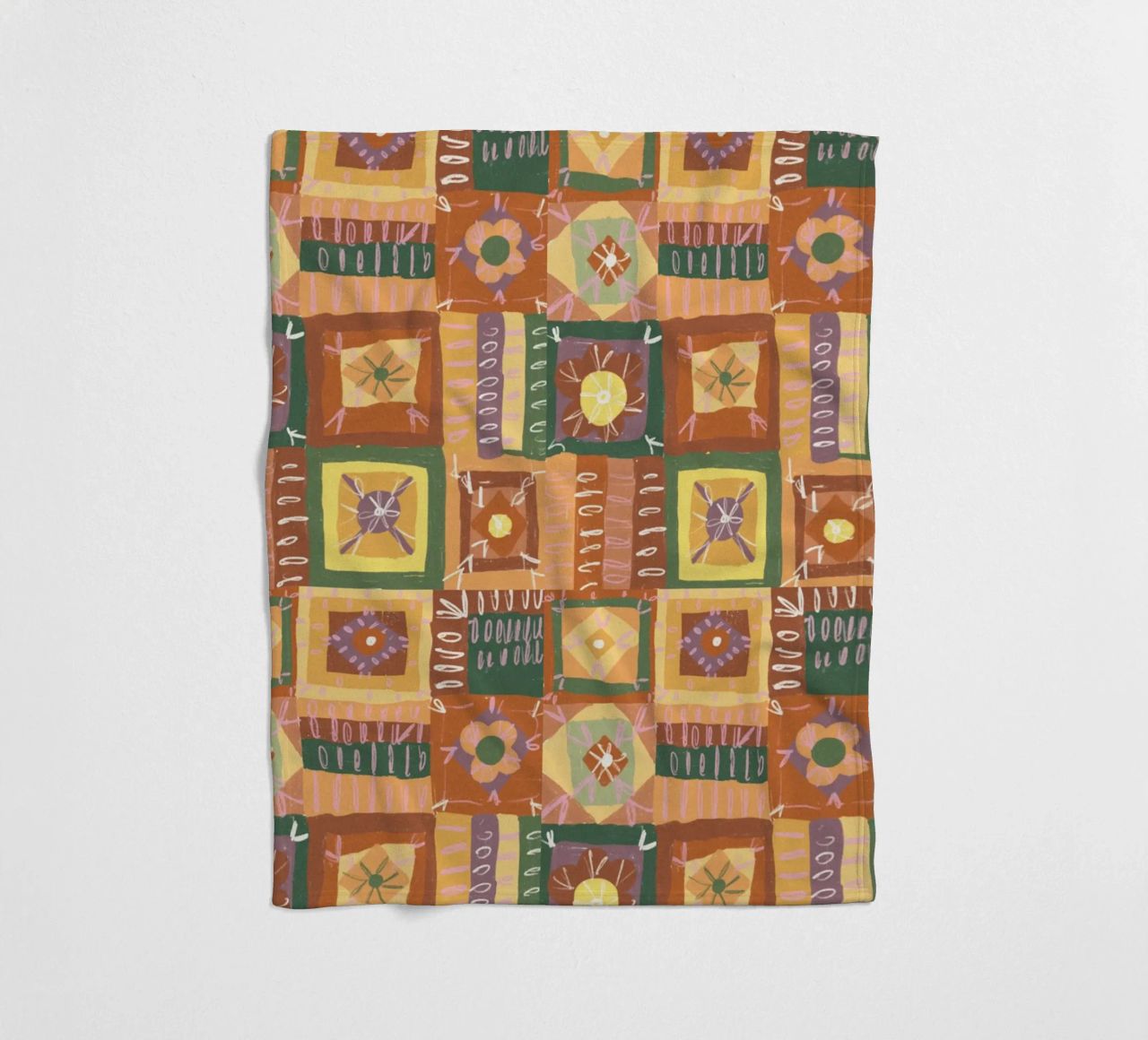 Brown patchwork fleece blanket by GigiRosado