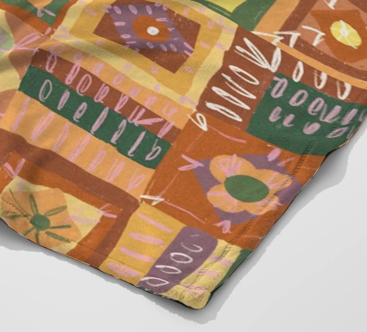 Brown patchwork fleece blanket by GigiRosado