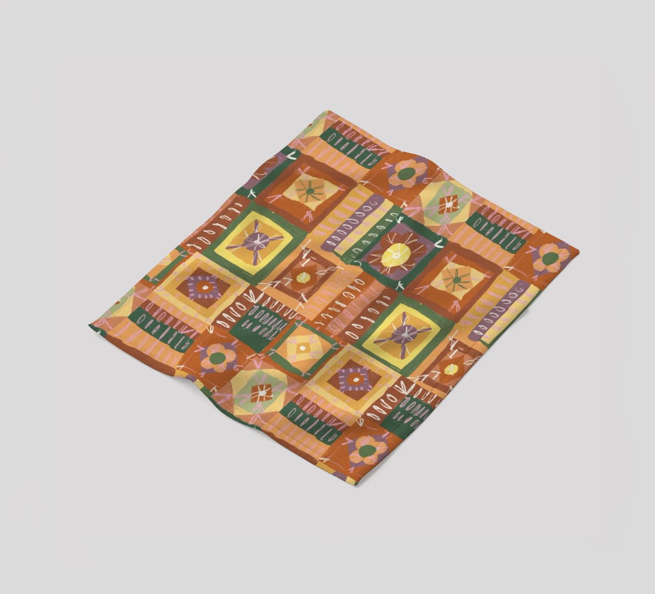 Brown patchwork fleece blanket by GigiRosado