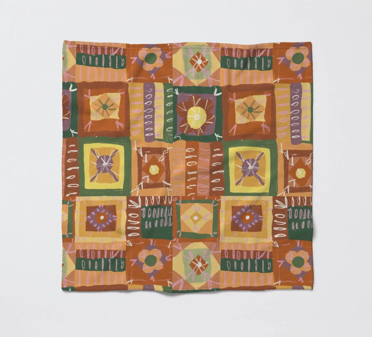 Brown patchwork fleece blanket by GigiRosado