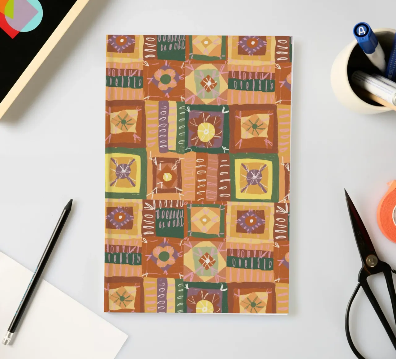 Brown patchwork notebook by GigiRosado