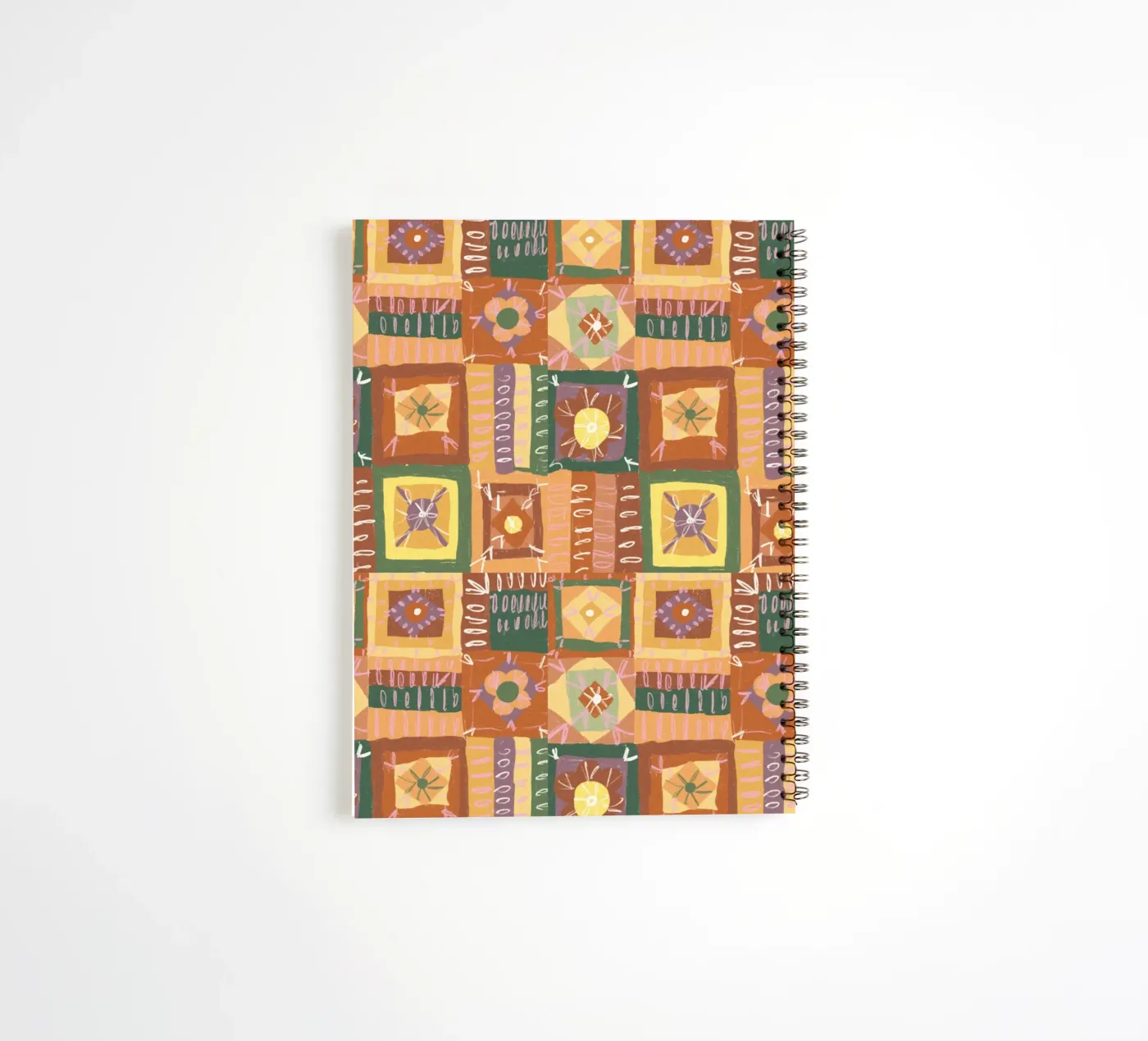 Brown patchwork spiral notebook by GigiRosado