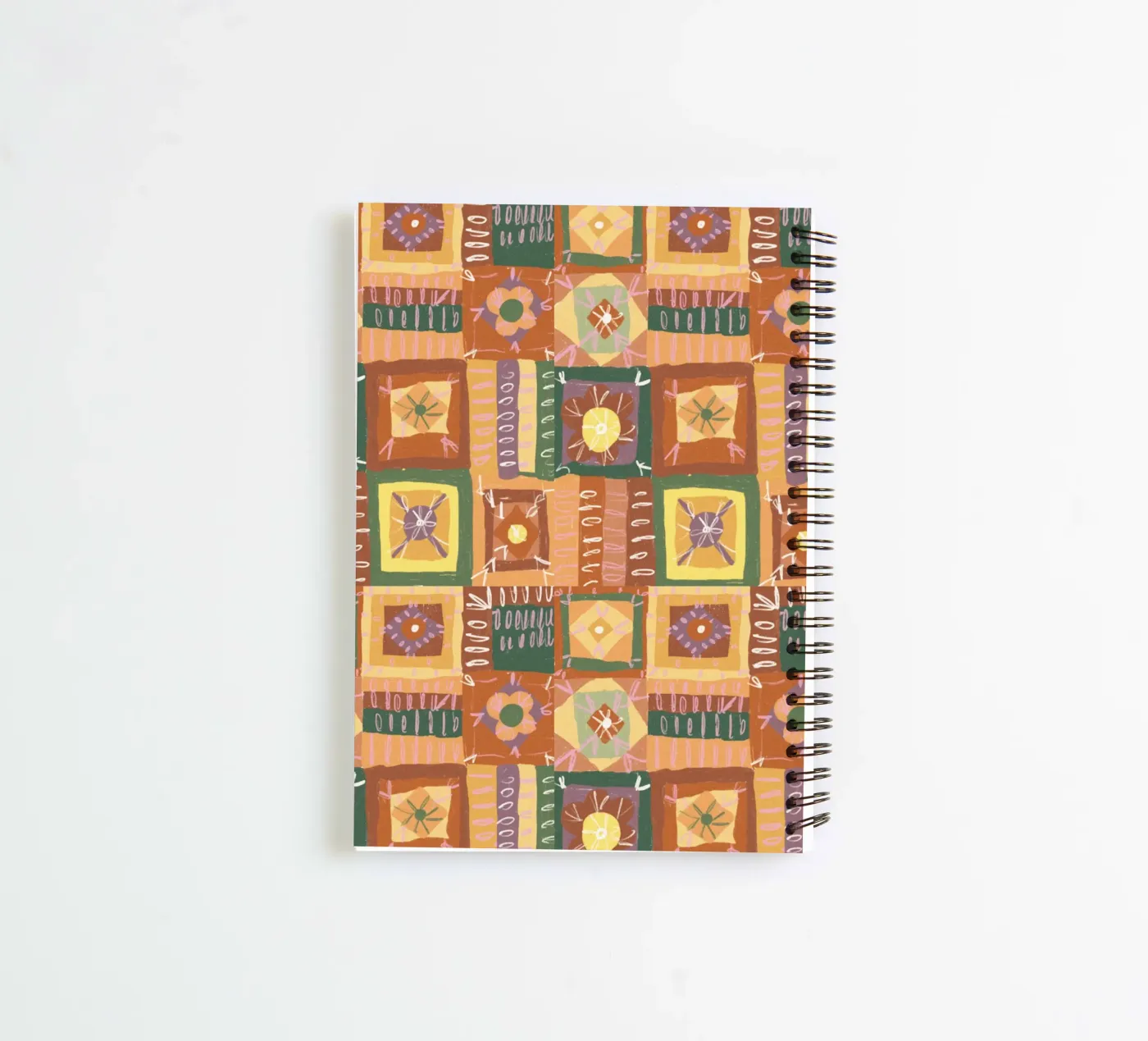 Brown patchwork spiral notebook by GigiRosado