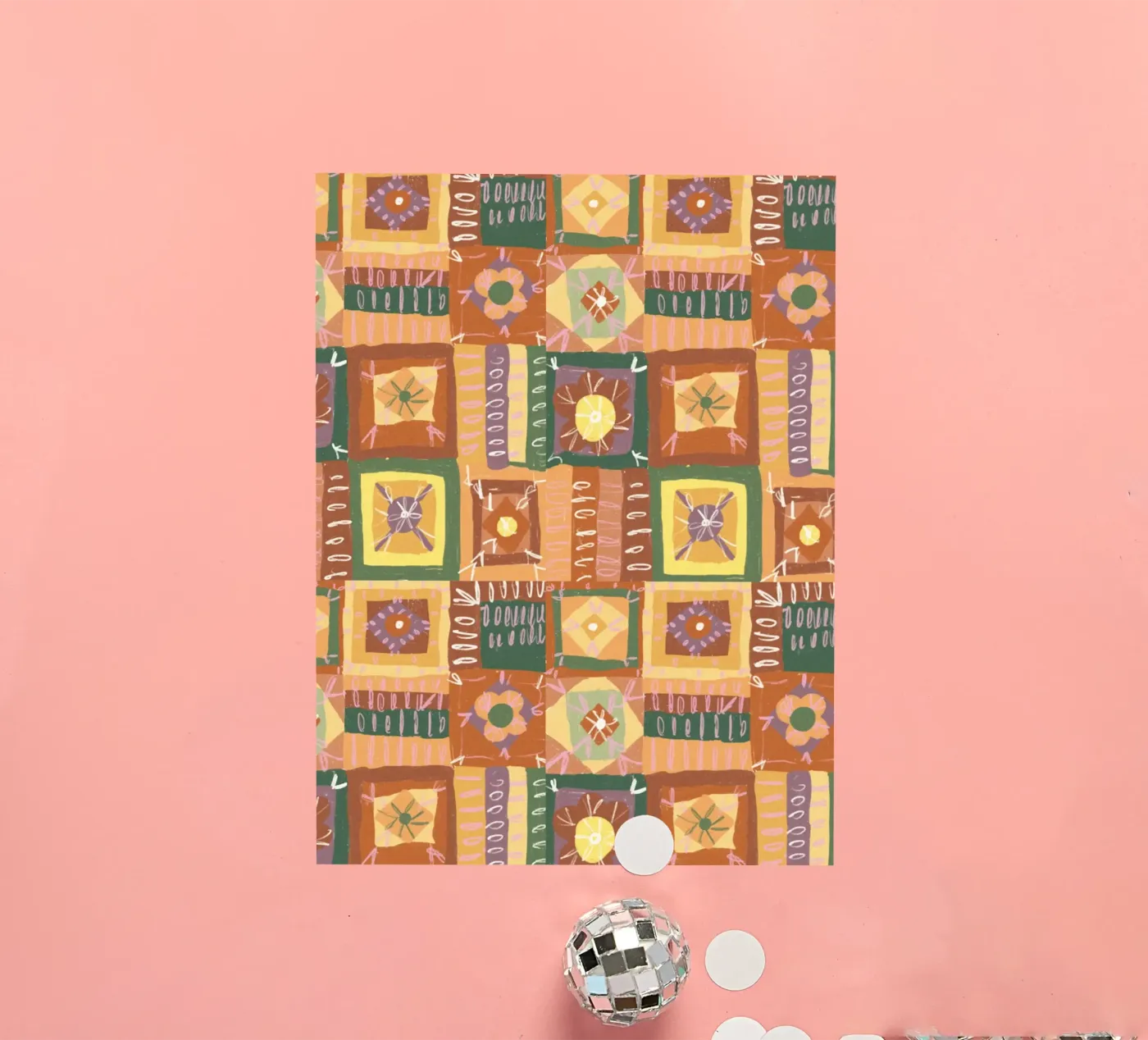 Brown patchwork Sticker von GigiRosado