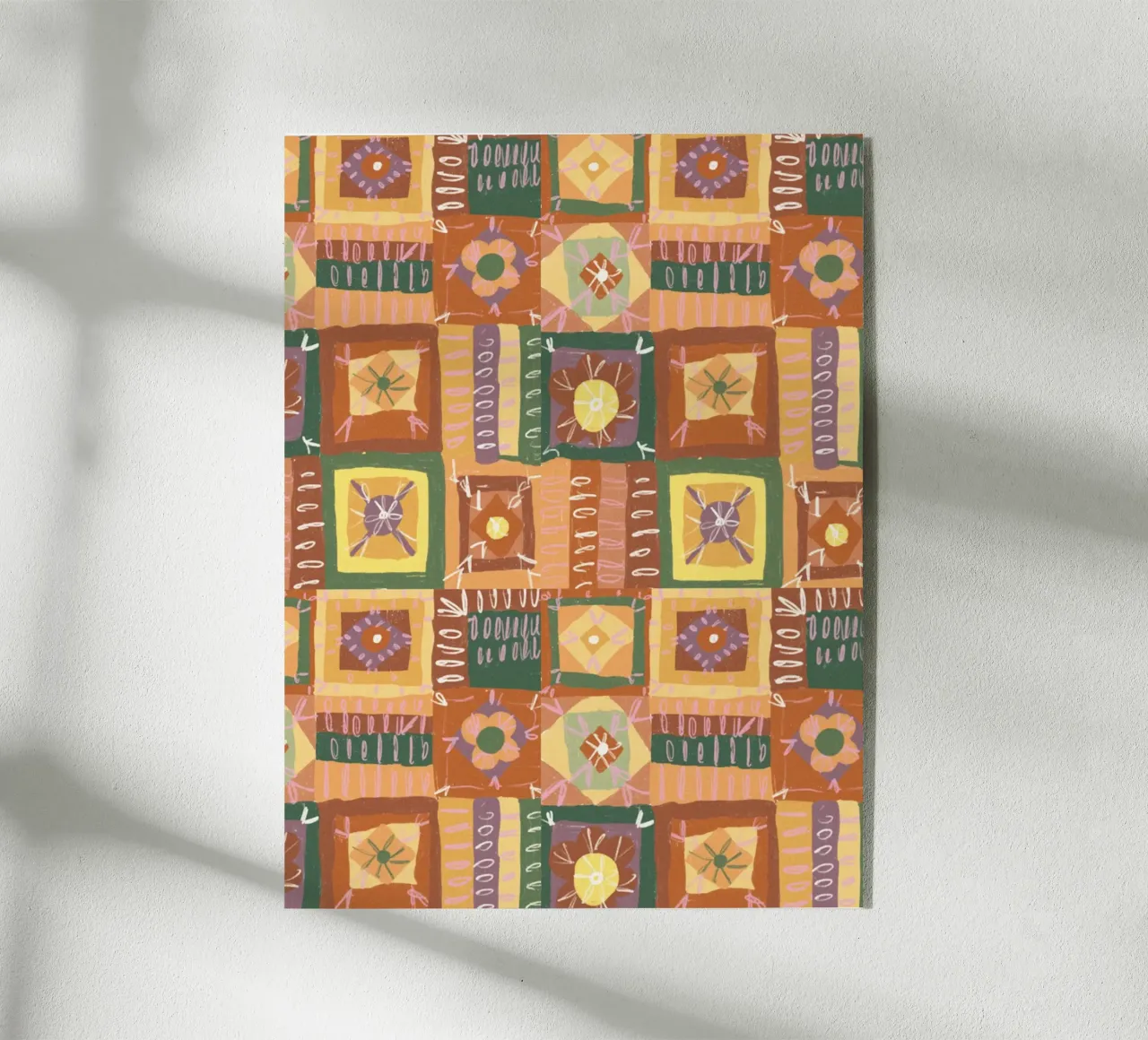 Brown patchwork acryl van GigiRosado