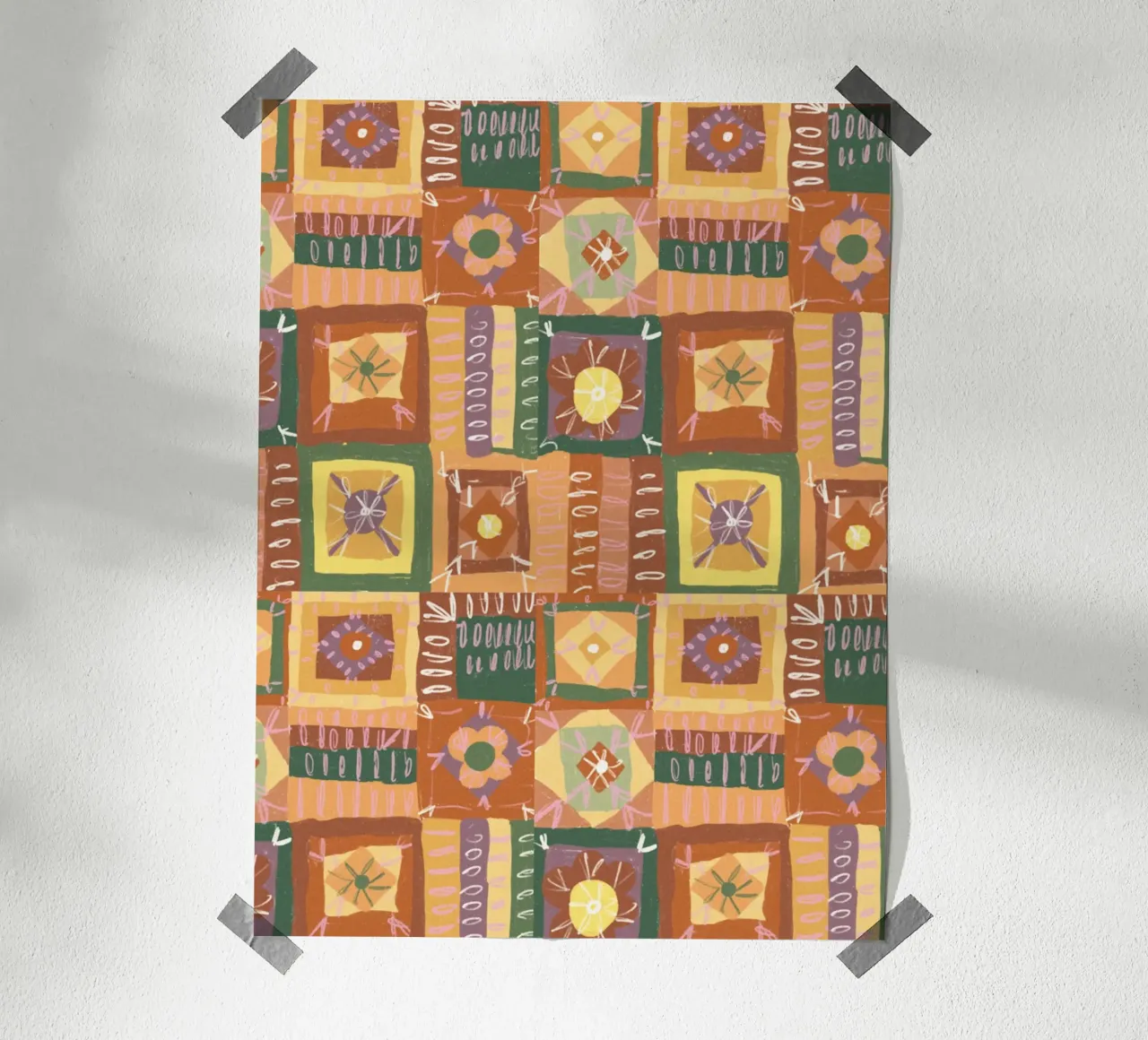 Brown patchwork poster van GigiRosado