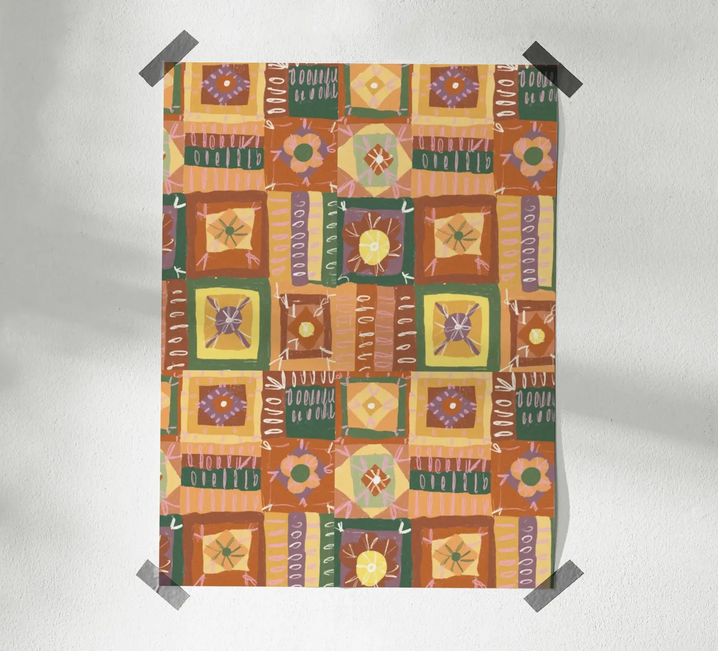 Brown patchwork poster by GigiRosado