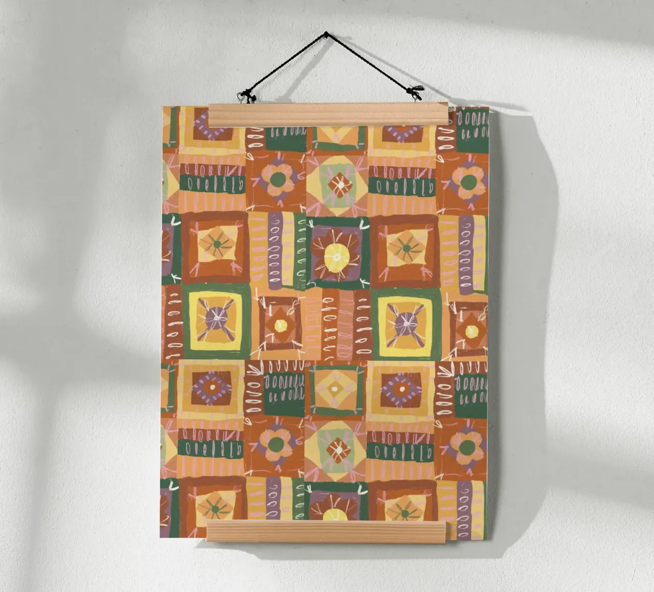 Brown patchwork poster van GigiRosado