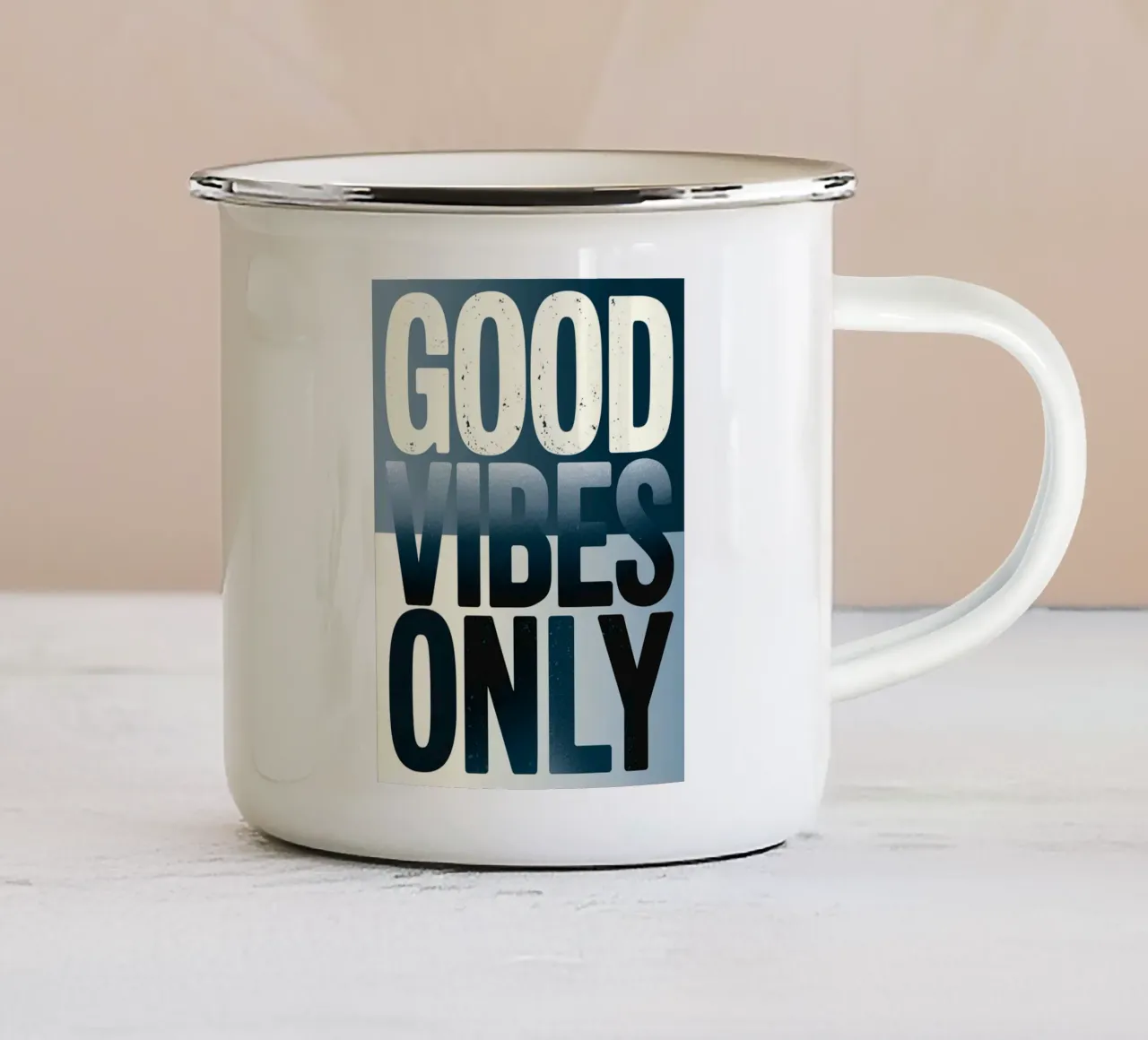 Solo buone vibrazioni tazza in smalto da logic