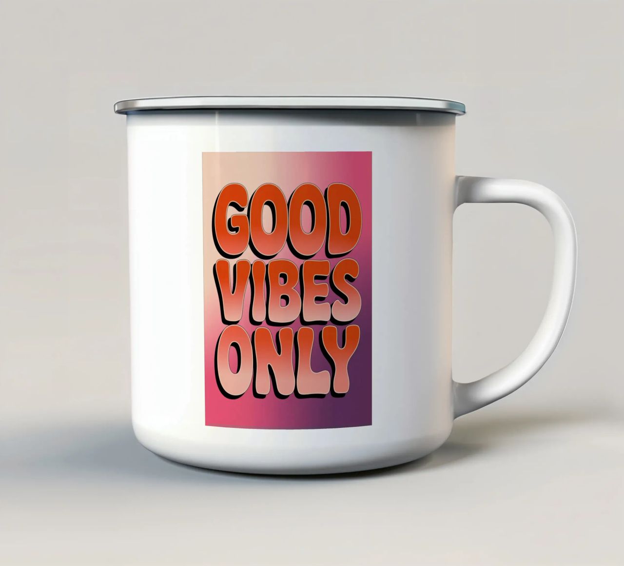 Solo buone vibrazioni tazza in smalto da logic