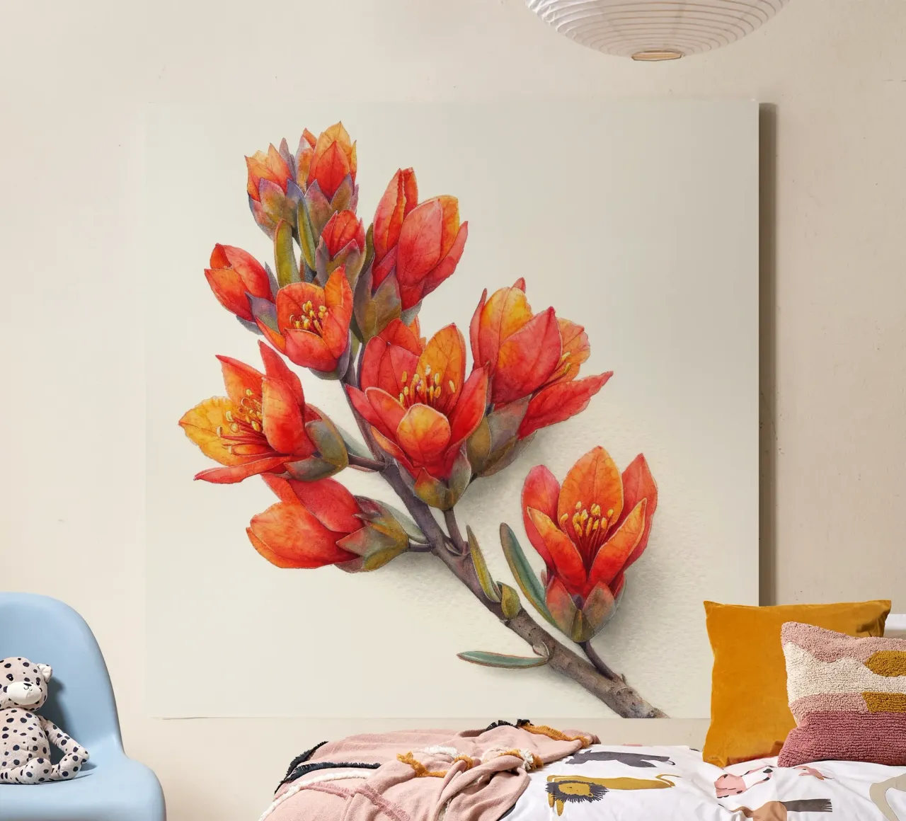 Kangoeroe Paw Bloem 2 canvas met Baklijst van Bold Blooms