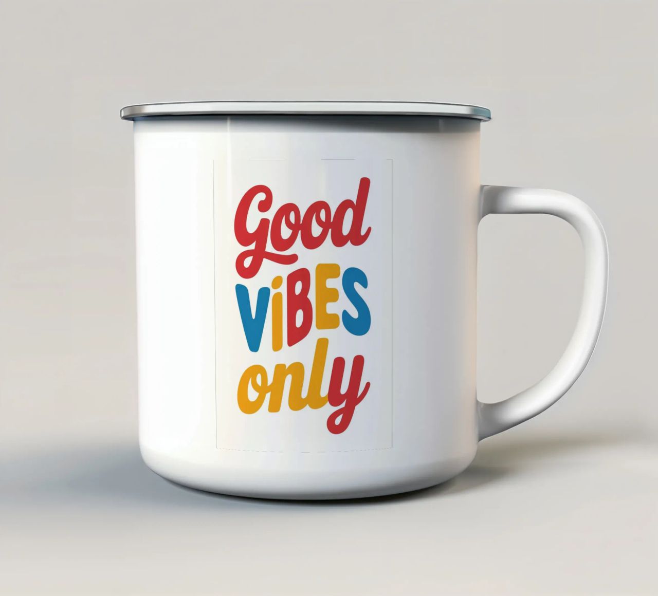 Solo buone vibrazioni tazza in smalto da logic