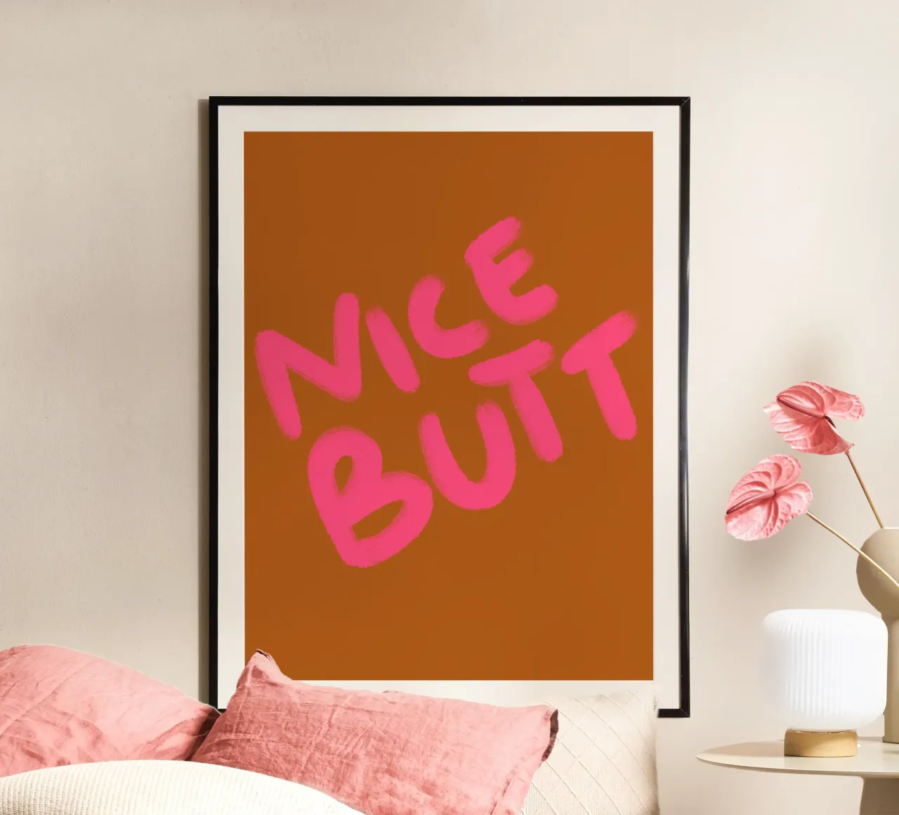 Bella calligrafia Butt poster con telaio in alluminio da Illustration Raissa Oltmanns