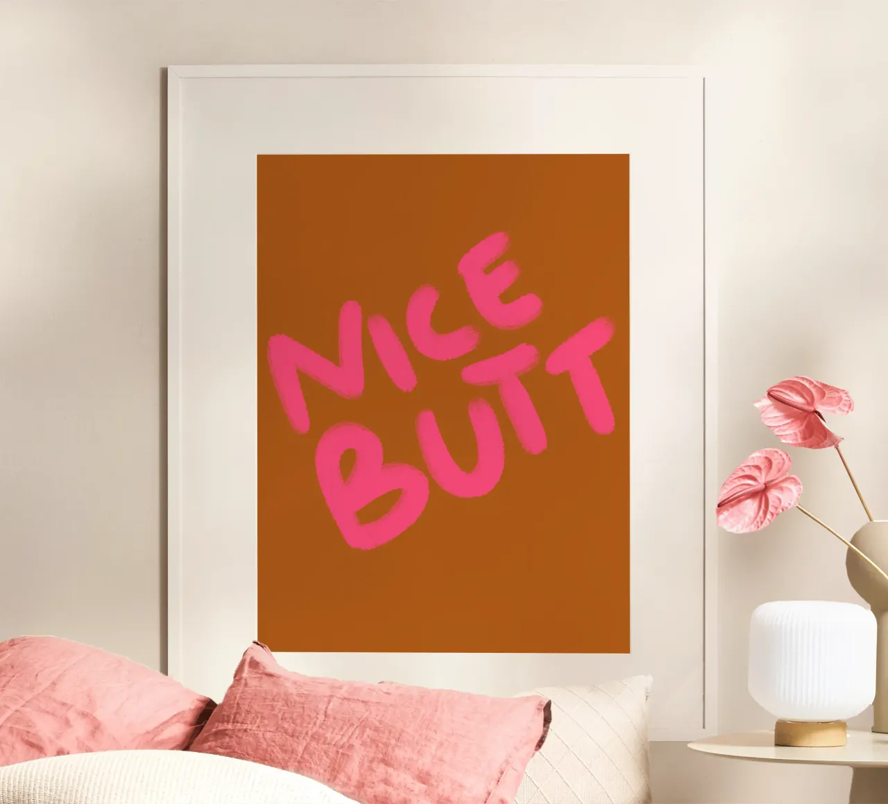 Bella calligrafia Butt poster con telaio in alluminio da Illustration Raissa Oltmanns
