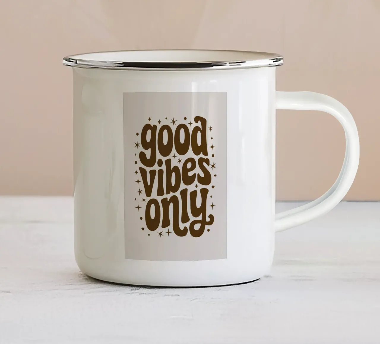 Solo buone vibrazioni tazza in smalto da logic