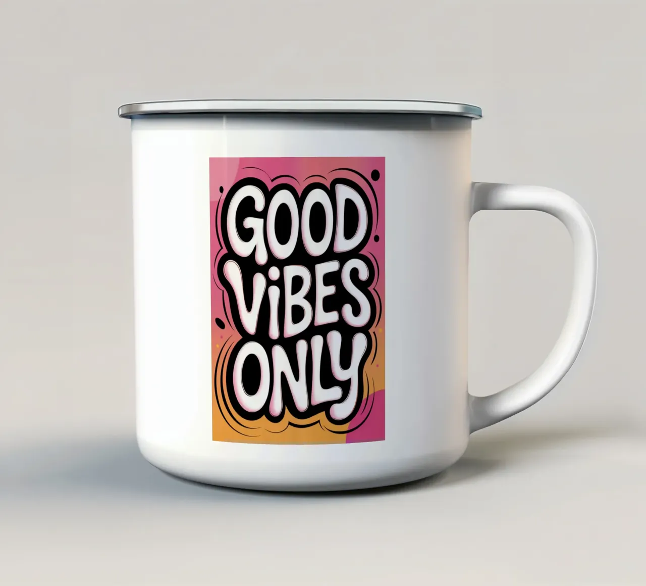 Solo buone vibrazioni tazza in smalto da logic