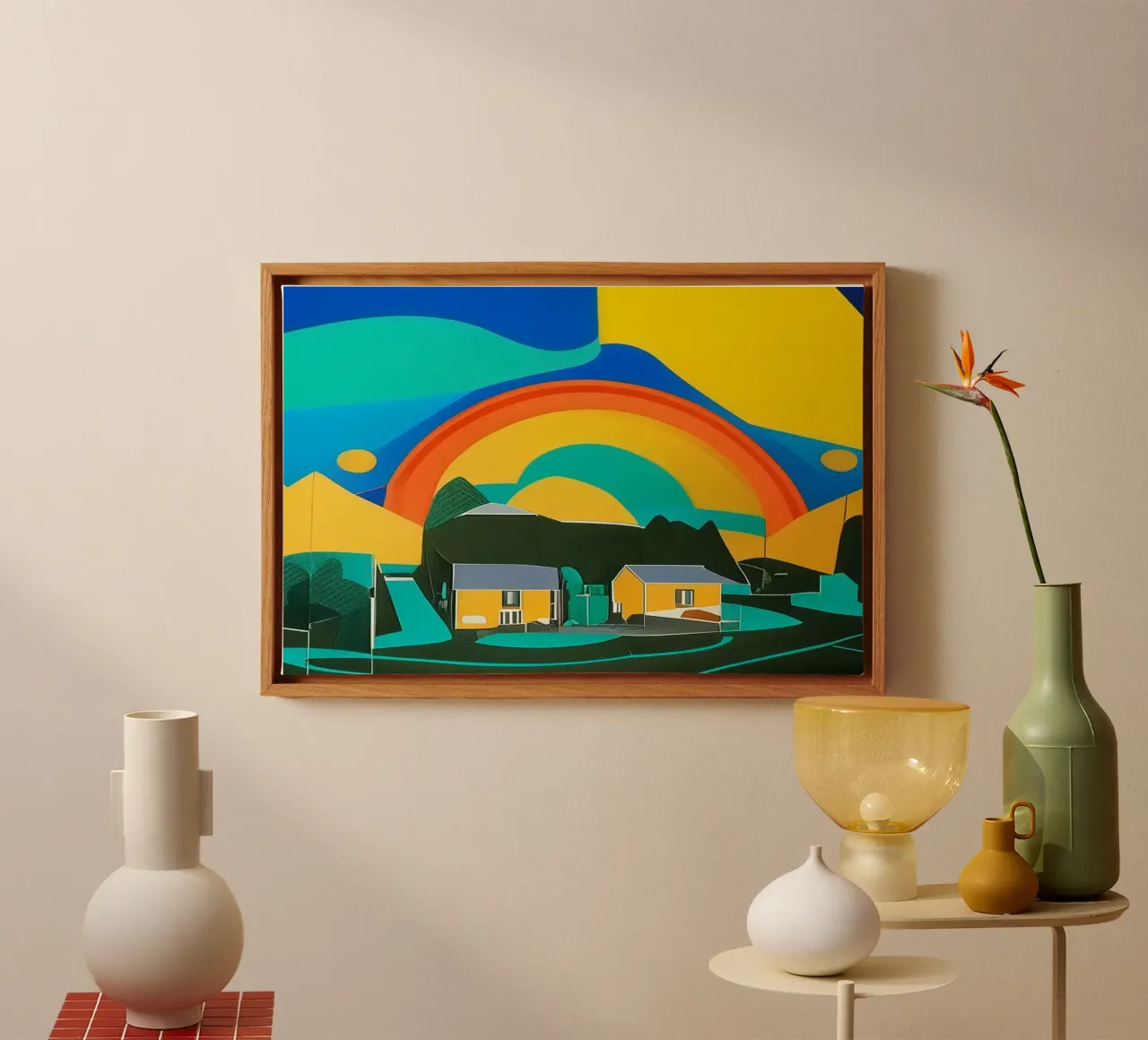 Regenboog_1 canvas met Baklijst van Abstract Art by LK