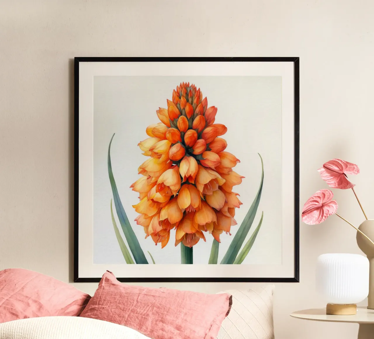 Fiore di Kniphofia 2 poster con telaio in legno da Bold Blooms