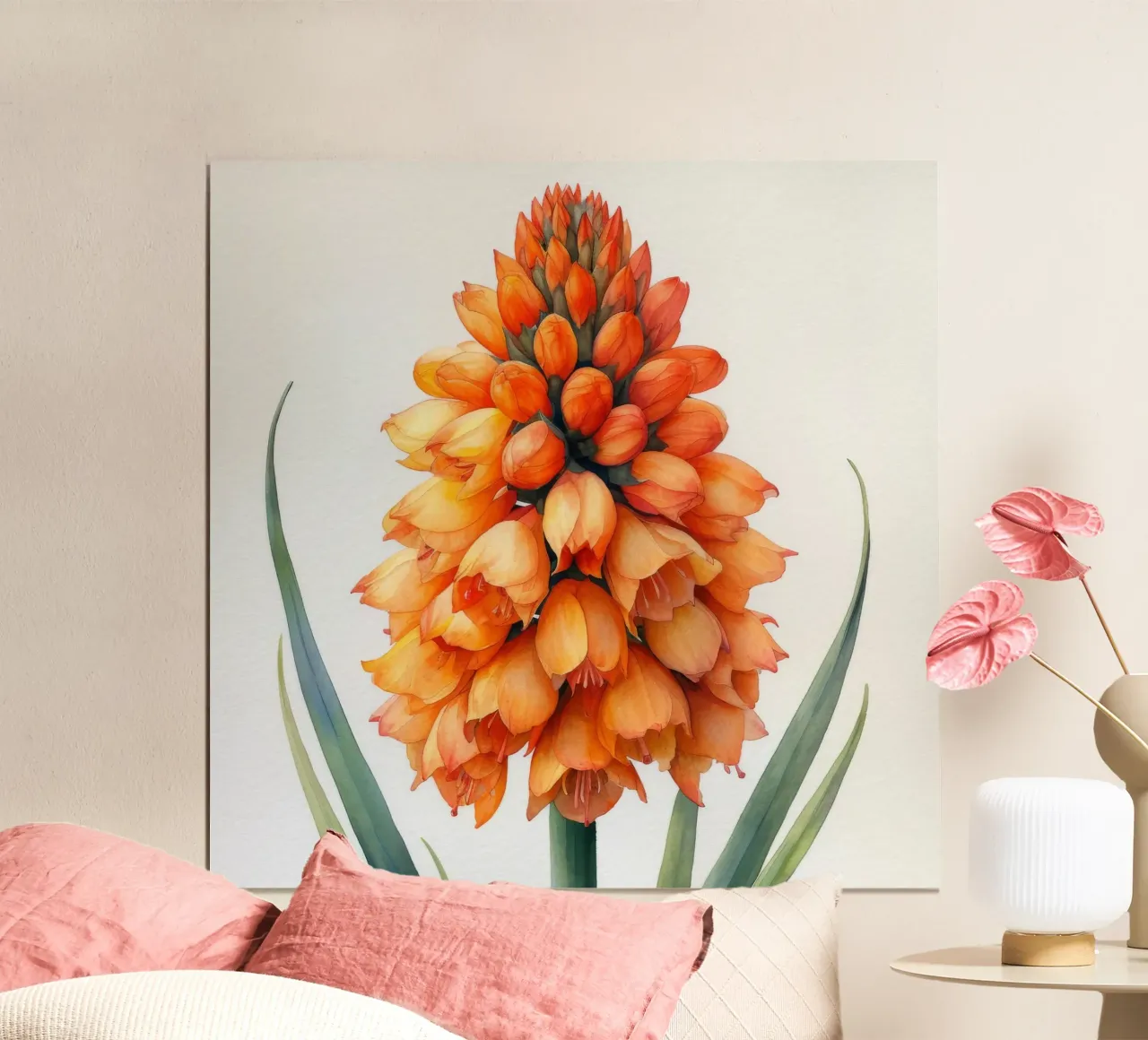 Fiore di Kniphofia 2 poster con telaio in legno da Bold Blooms