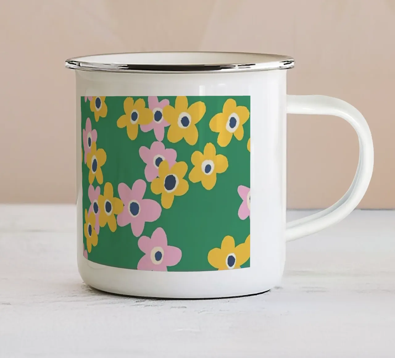 Small flowers green tazza in smalto da GigiRosado
