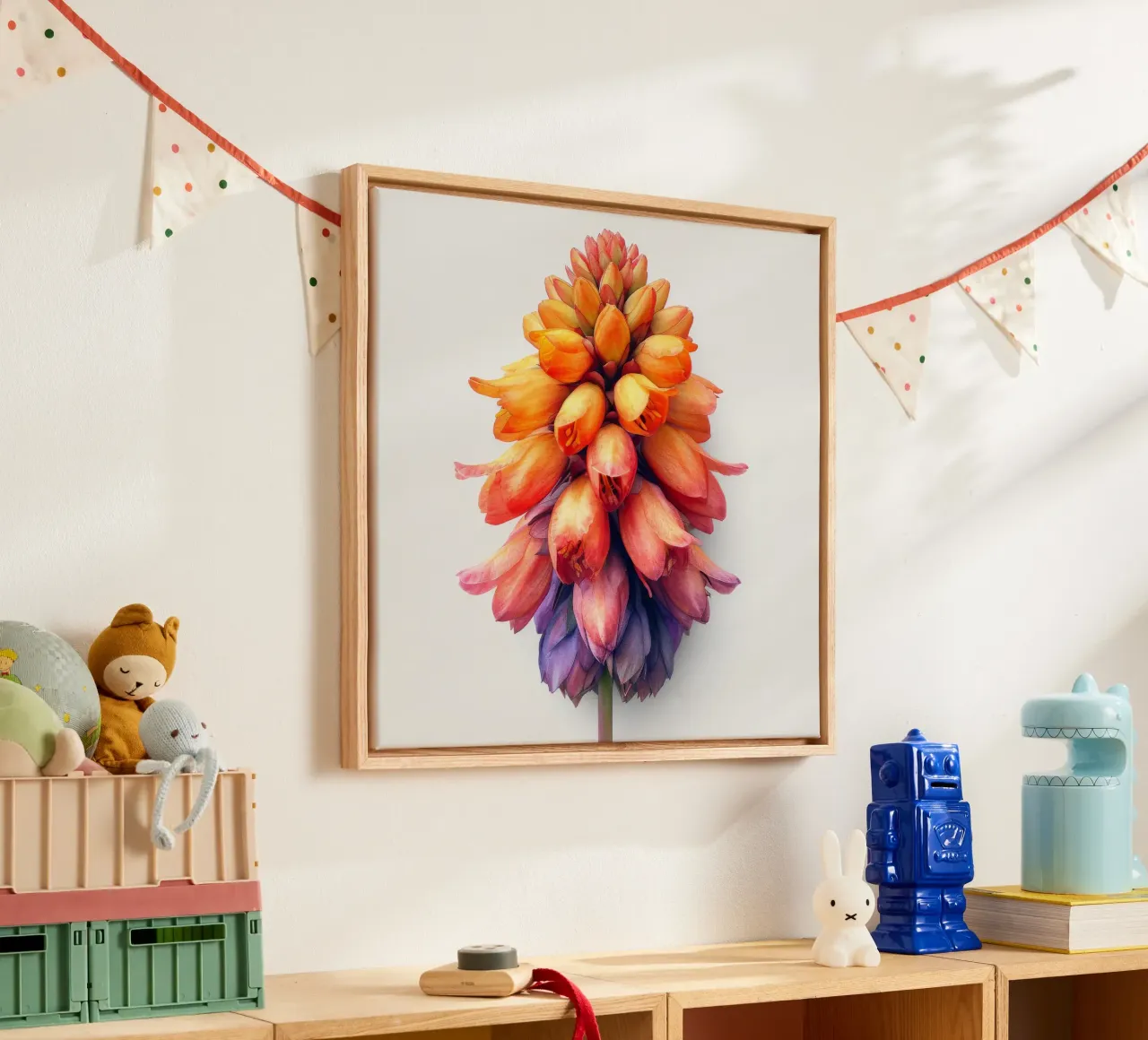Kniphofia Bloem 4 canvas met Baklijst van Bold Blooms